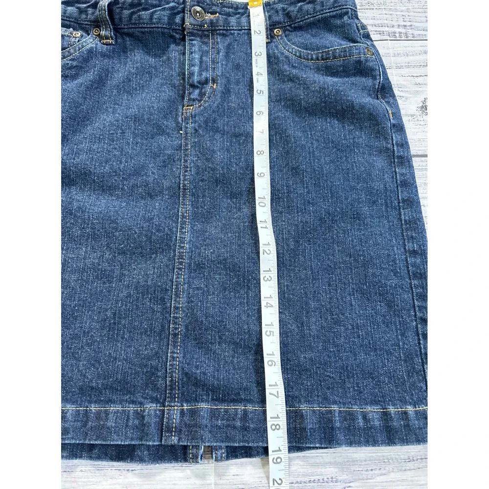 VTG Canyon River Blues Denim Skirt Women 4 Blue Embroidered Pockets 90's Y2K